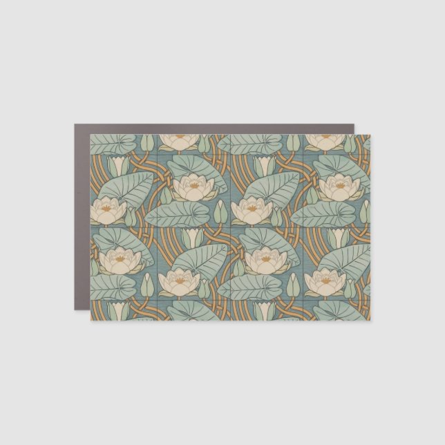 Water Lilies Lily Art Nouveau Nature Car Magnet (Front)