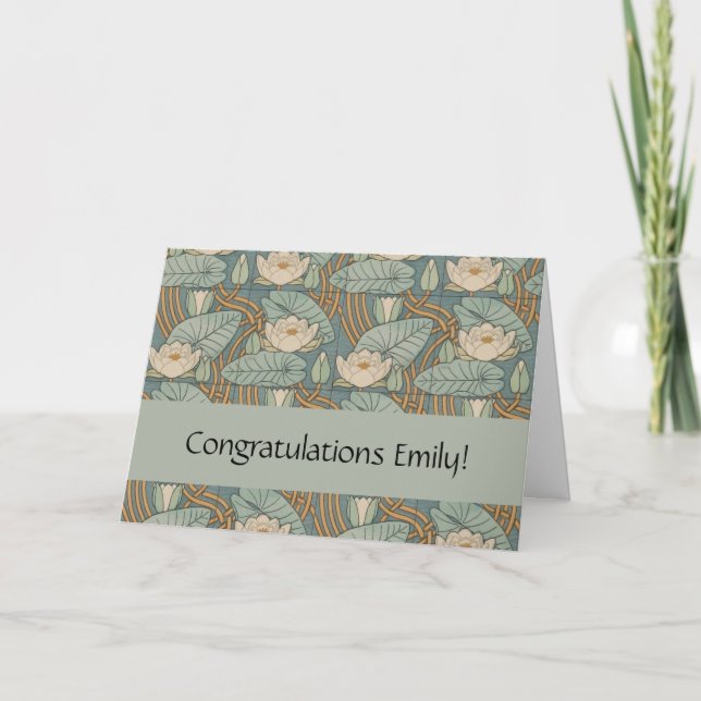 Water Lilies Lily Art Nouveau Nature Card (Front)