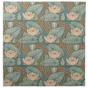 Water Lilies Lily Art Nouveau Nature Cloth Napkin