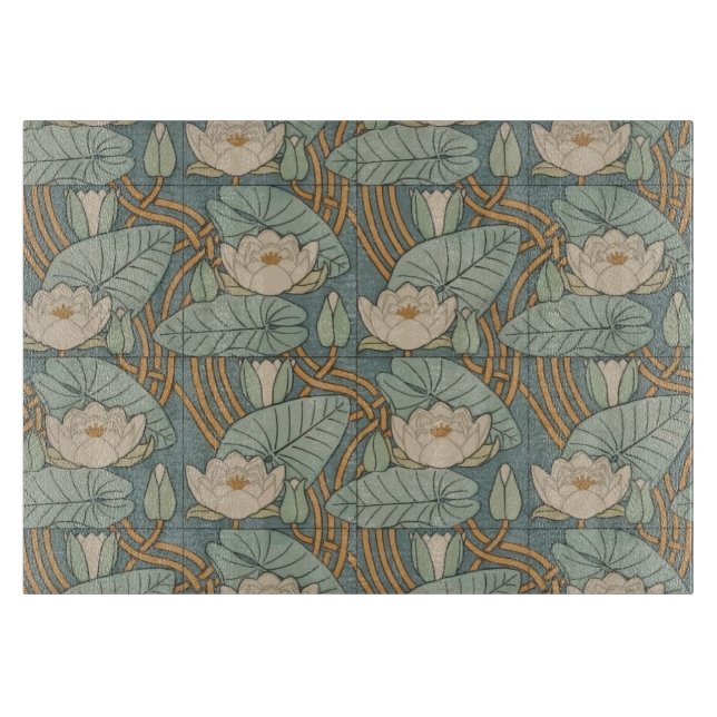 Water Lilies Lily Art Nouveau Nature Cutting Board (Front)