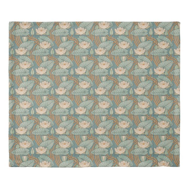 Water Lilies Lily Art Nouveau Nature Duvet Cover (Front)