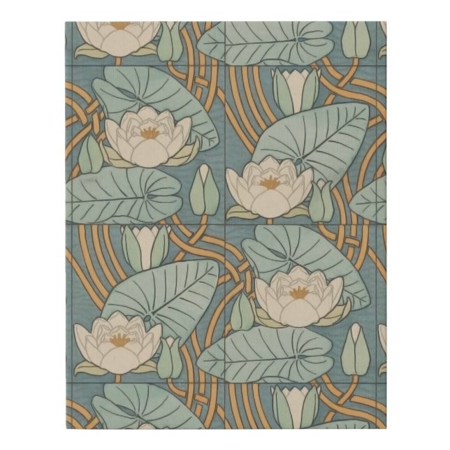Water Lilies Lily Art Nouveau Nature Faux Canvas Print (Front)