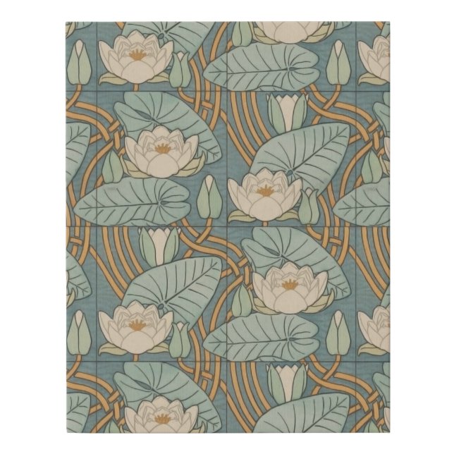 Water Lilies Lily Art Nouveau Nature Faux Canvas Print (Front)