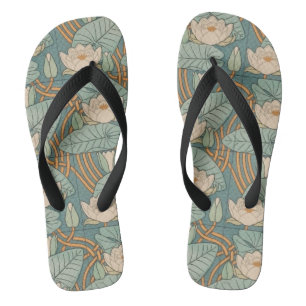 Water Lilies Lily Art Nouveau Nature Flip Flops