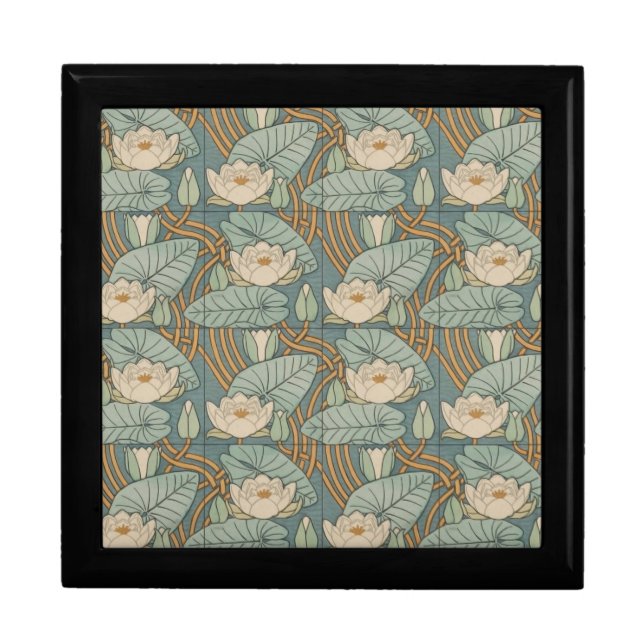 Water Lilies Lily Art Nouveau Nature Gift Box (Front)