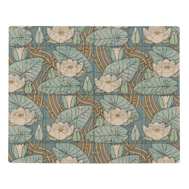 Water Lilies Lily Art Nouveau Nature Jigsaw Puzzle (Puzzle Horizontal)