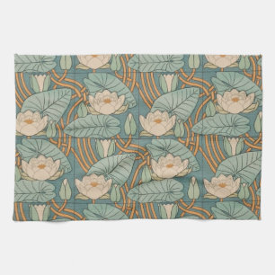 Water Lilies Lily Art Nouveau Nature Kitchen Towel