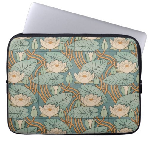 Water Lilies Lily Art Nouveau Nature Laptop Sleeve