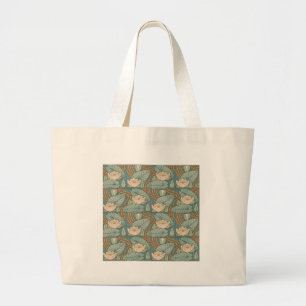 Water Lilies Lily Art Nouveau Nature Large Tote Bag
