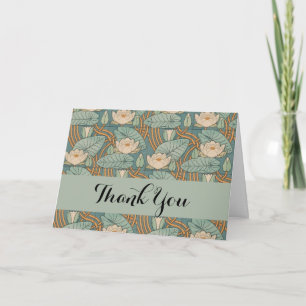 Water Lilies Lily Art Nouveau Nature Letterpress Thank You Card