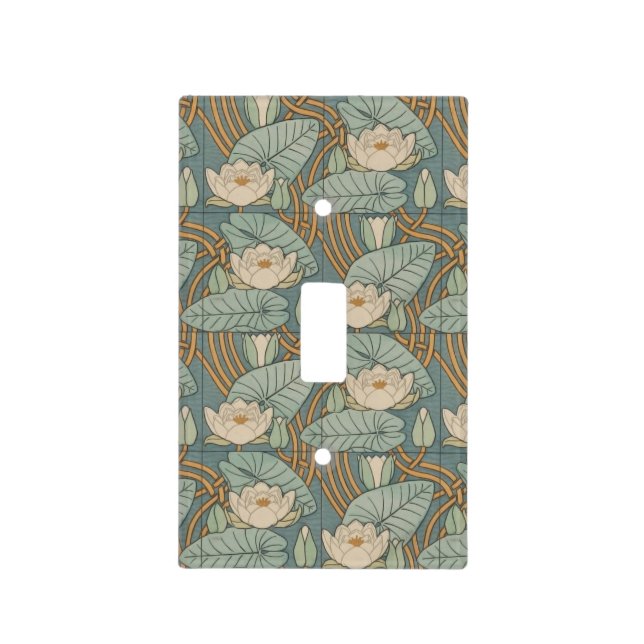 Water Lilies Lily Art Nouveau Nature Light Switch Cover (Front)
