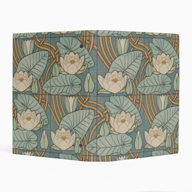 Water Lilies Lily Art Nouveau Nature Mini Binder (Background)