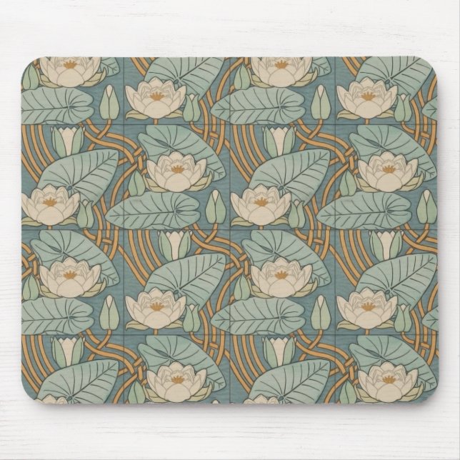 Water Lilies Lily Art Nouveau Nature Mouse Pad (Front)