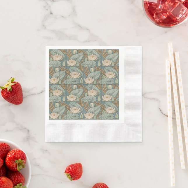 Water Lilies Lily Art Nouveau Nature Napkins (Insitu)