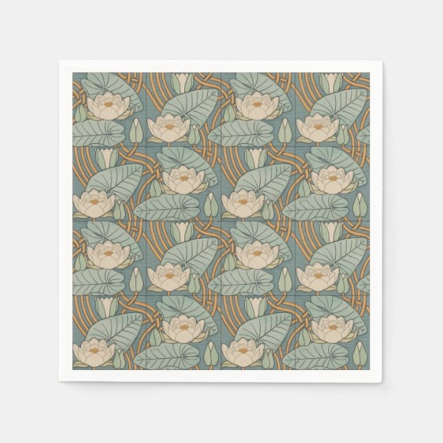 Water Lilies Lily Art Nouveau Nature Napkins (Front)