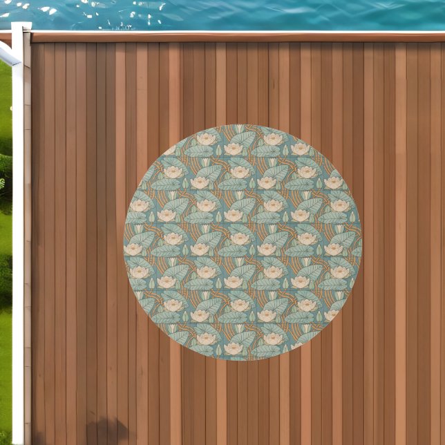 Water Lilies Lily Art Nouveau Nature Outdoor Rug (Insitu (Outdoor 1))