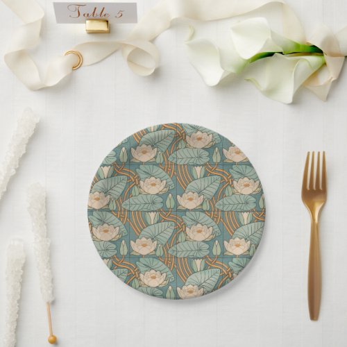 Water Lilies Lily Art Nouveau Nature Paper Plates