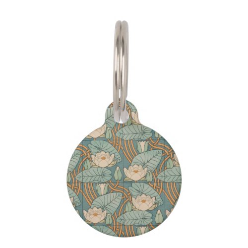 Water Lilies Lily Art Nouveau Nature Pet ID Tag