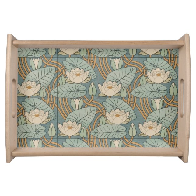 Water Lilies Lily Art Nouveau Nature Serving Tray (Front)