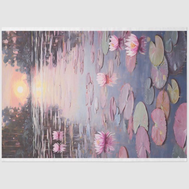 Water Lilies Lily Pads Painting Decoupage Tissue Paper (Front)
