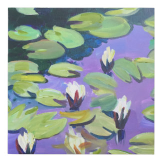 water lilies on the lake. Modern oil painting  Faux Canvas Print