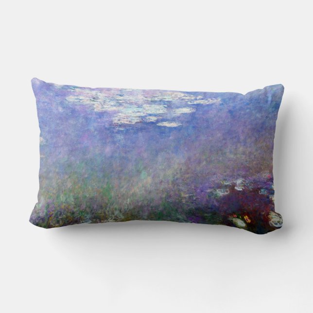 Water Lilies painting by Claude Monet Lumbar Pillow (Back)