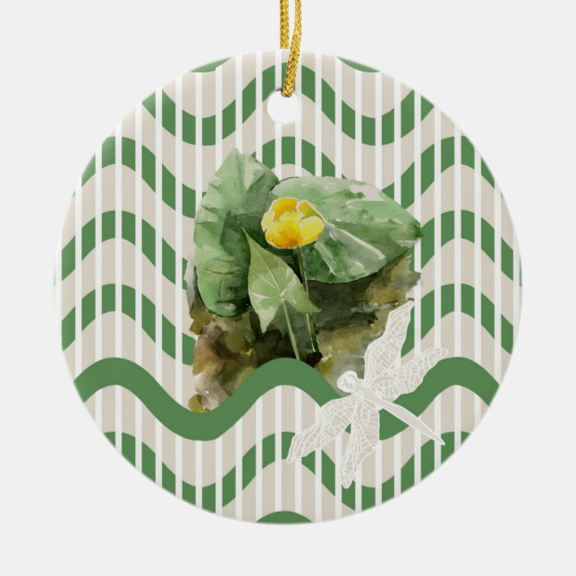 Water lilies pattern ceramic ornament (Front)