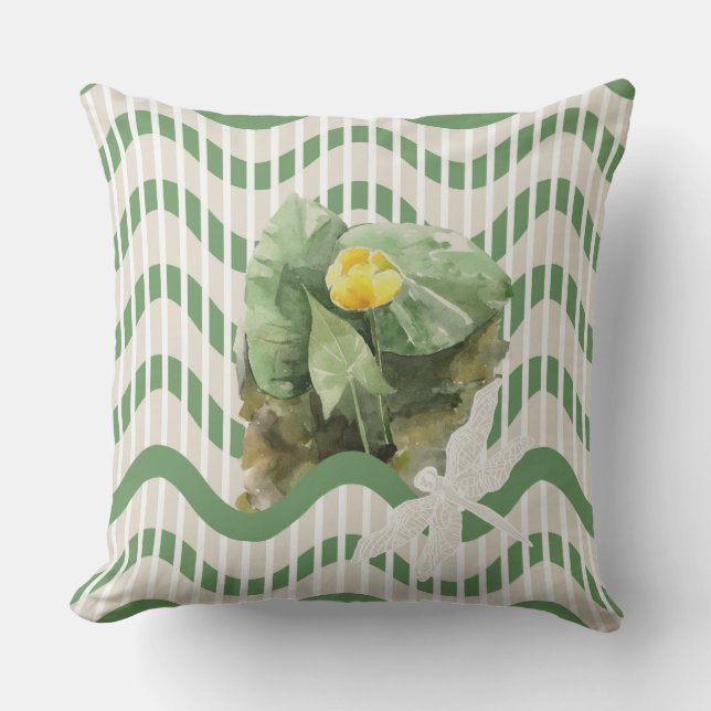 Water lilies pattern outdoor pillow (Front)