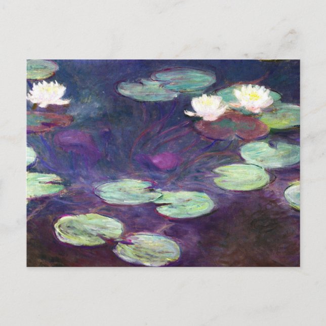 Water Lilies, Pink, 1897-99 Claude Monet cool, old Postcard (Front)