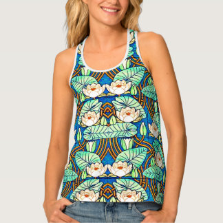 water lilies print tank top