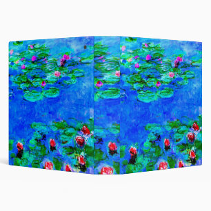 Water Lilies, Red, by Oscar-Claude Monet 3 Ring Binder