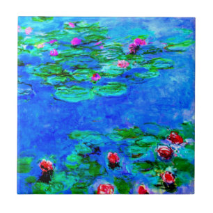 Water Lilies, Red, by Oscar-Claude Monet Ceramic Tile