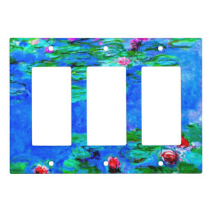 Water Lilies, Red, by Oscar-Claude Monet Light Switch Cover