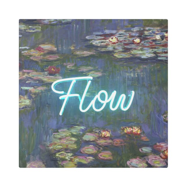 Water Lilies Remix – Neon “FLOW” Wall Art & Gifts (Front)