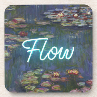Water Lilies Remix – Neon “FLOW” Wall Art & Gifts Beverage Coaster