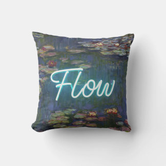 Water Lilies Remix – Neon “FLOW” Wall Art & Gifts Throw Pillow