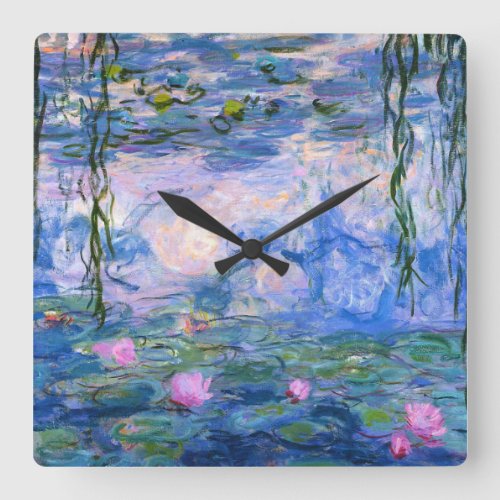 Water Lilies Square Wall Clock
