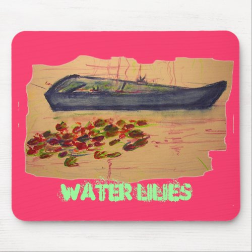 water lilies torn sketch art mouse pad