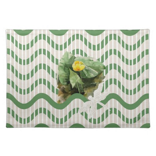 Water Lilies watercolor striped seamlesstexture Cloth Placemat