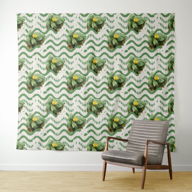 Water Lilies watercolor striped seamlesstexture Tapestry (In Situ (Horizontal))