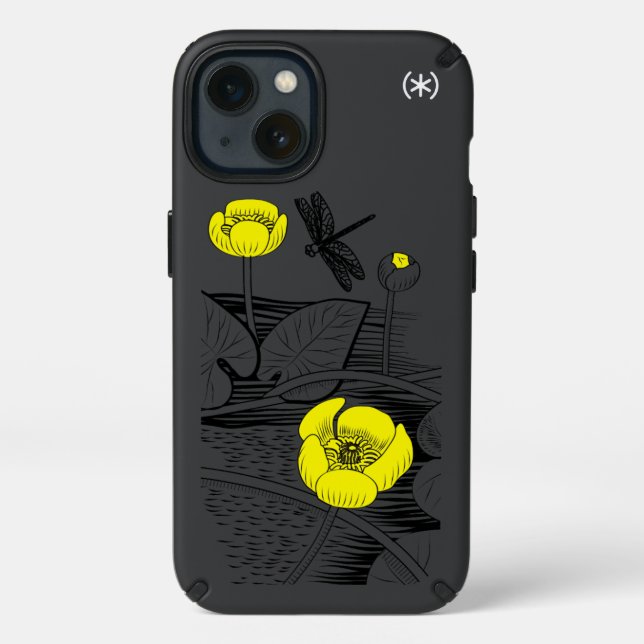Water-lilies yellow engraving speck iPhone 13 case (Front)