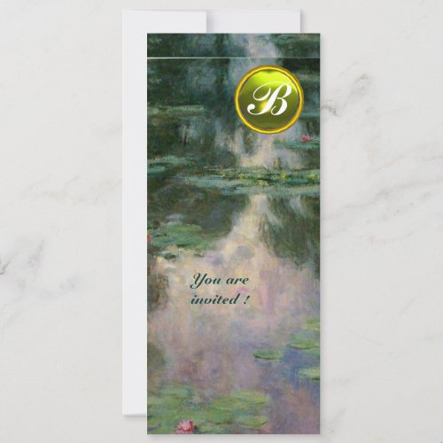 WATER LILIES YELLOW GEMSTONE MONOGRAM INVITATION