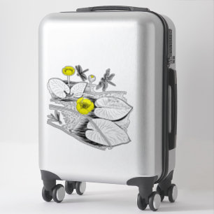 Water-lilies yellow graphic black sticker