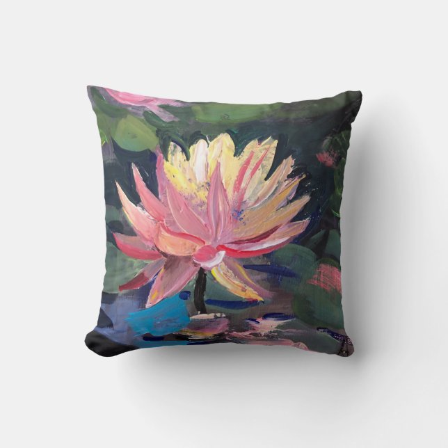 Water Lillie , painting Throw Pillow (Front)