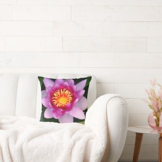 Water Lilly Flower Photography  Throw Pillow