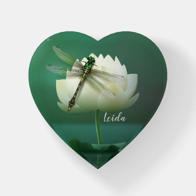 Water Lily and Dragonfly Paperweight (Front)