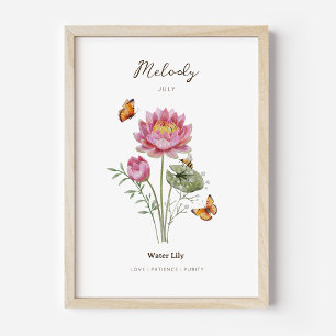 Water Lily Birth Month Flower Poster