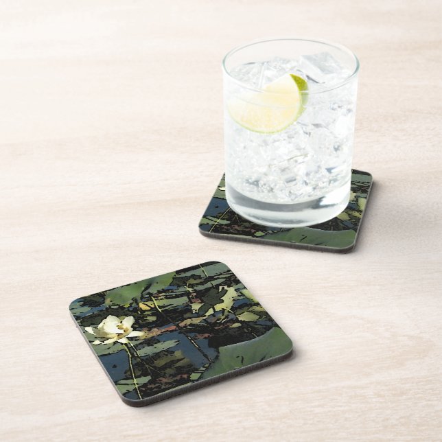 Water Lily Blossoms Drink Coaster (Right Side)