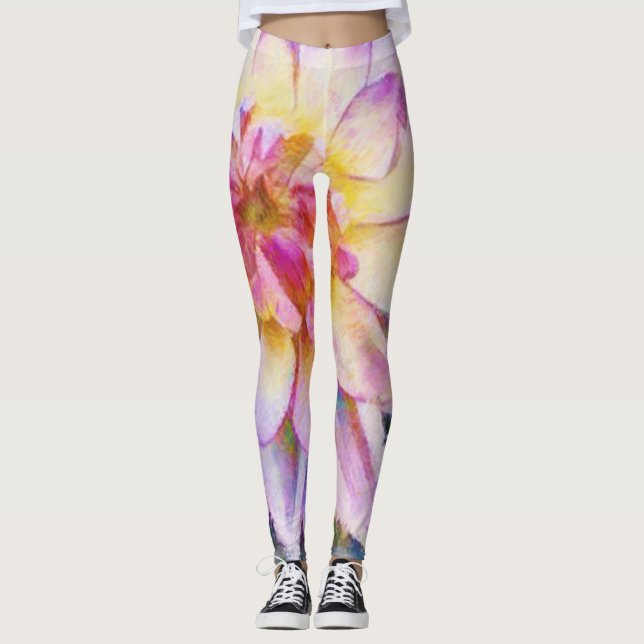 Water Lily Bold Print Leggings (Front)