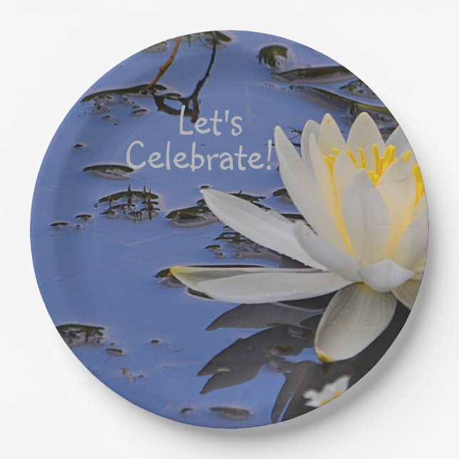 Water Lily Celebration Paper Plates (Front)